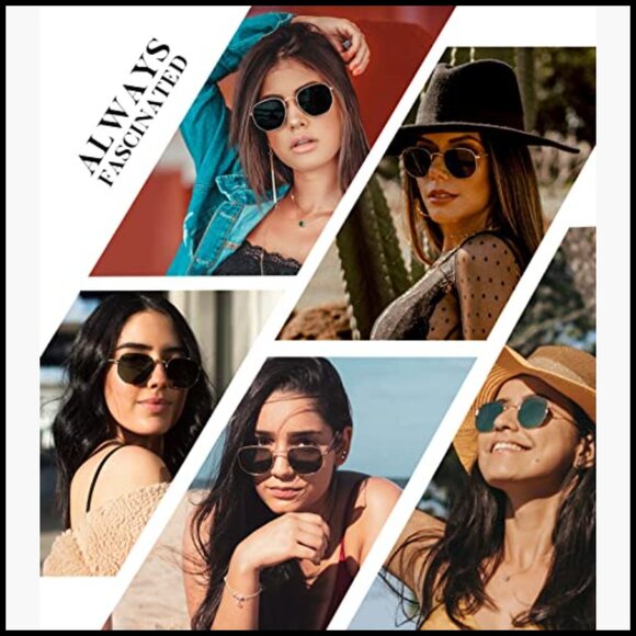 Metal Frame Polarized Sunglasses UV Protection Square Hexagon main image 6